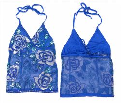 CR1891 UPCYCLED EMBELLISHED HALTER TOP