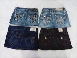 CR9993 Upcycled Mix Branded Mini Denim Skirts