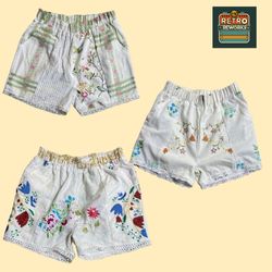 SS26 Upcycled Table Linen Patchwork Shorts