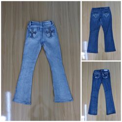 JA 0675 Ladies Y2K Embellished Denim Flared Jeans