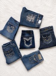 Y2k EMBILSHED AND EMBROIDERY JEANS