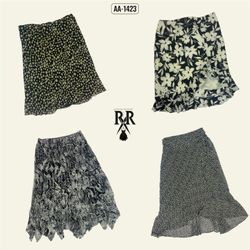 Y2K Black Floral Mix Poly Skirts (AA-1423)