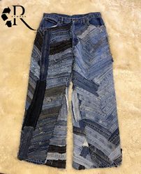 Upcycled Denim Patchwork Baggy Style Jeans
