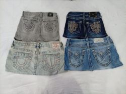 CR10044 Upcycled Kids Mix Branded Mini Denim Skirt..