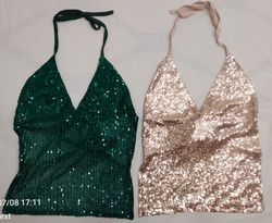 CR1898 UPCYCLED SEQUIN HALTER TOP
