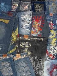 Y2k japanese embroidery jeans