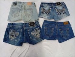 CR10074 Upcycled Mix Branded Mini Denim Shorts