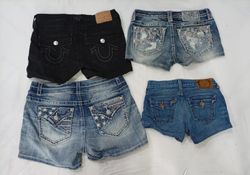 CR10075 Upcycled Mix Branded Mini Denim Shorts
