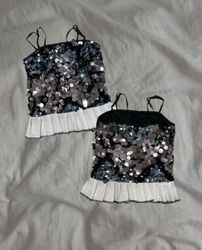 Upcycled Sequin Ruffle Top
