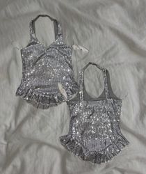 Upcycled Silver Sparkle Halter Top