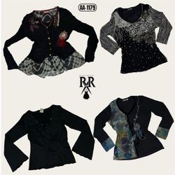 Y2K Black Rave Full Sleeve Tops (AA-1179)