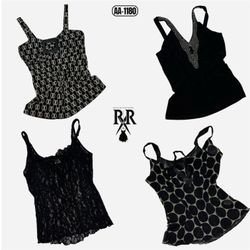 Y2K Black Gothic Girl Cami Tops (AA-1180)