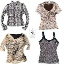 Y2K Animal Print Mix Tops
