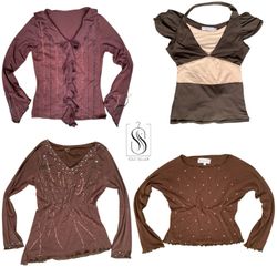Y2K Earthy Brown Mix Tops
