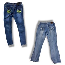 Straight embroidery pocket jeans