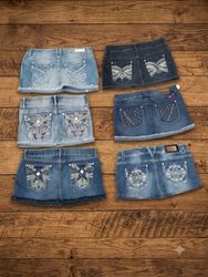Vintage Y2K Embroidered Rhinestone Denim..