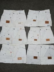 HD1511 Ladies Upcycled White Levi's Belted Skirts