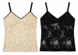CR1902 UPCYCLED SEQUIN & LACE CAMI TOP