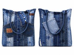 CR1905 UPCYCLED PATCHWORK DENIM TOTE BAG