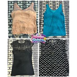 Y2K Vintage Lace & Glitter Top Bundle | VR-1111