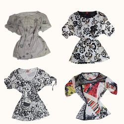 Y2K Black Ink Floral Tops - ST-020