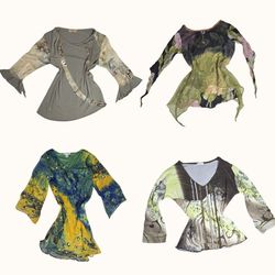 Y2K Wild Bloom Bell Sleeve Tops - ST-025