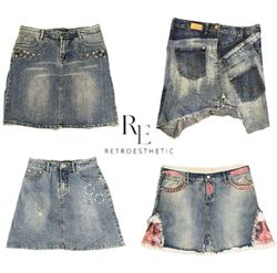 Y2K Paris Hilton Era Girl Denim Midi Skirts RE-350..
