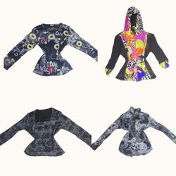 Y2K Bad Signal Print Tops - ST-027