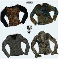Y2K Boho Earthy Tone Full Sleeve Mesh Mix Tops (AA..