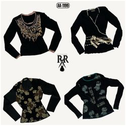 Y2K All Black Rave  Full Sleeve Tops (AA-1199)