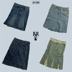 Y2k Britney Era Denim Midi Mix Skirts (AA-1205)