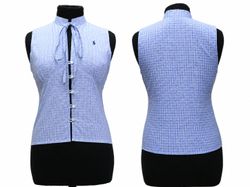 CR1909 UPCYCLED TIE-NECK SLEEVELESS SHIRT
