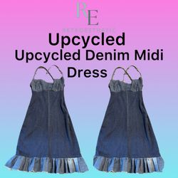 Upcycled Denim Midi Dress 👗