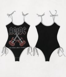 CR1911 UPCYCLED ROCK GRAPHIC TIE-SIDE BODYSUIT