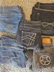 Mix Y2K Jeans Flared Bootcut Backpocket Details