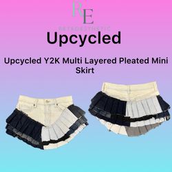 Upcycled Y2K Multi Layered Pleated Mini Skirts