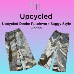Upcycled Denim Patchwork Baggy Style Jeans
