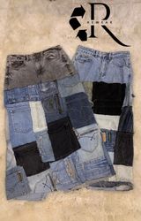 Upcycled Denim Patchwork Maxi Skirt