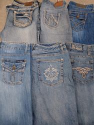 HD1512 Ladies Y2K Embellished Denim Flared Jeans