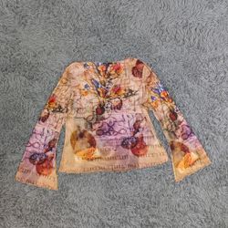 ***Y2K Mesh Long Sleeve Blouses Mixed