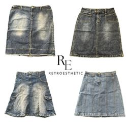 Y2K Paris Hilton Era Girl Denim Midi Skirts RE-370..