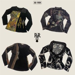 Y2K Black Rave Full Sleeve Tops (AA-1240)