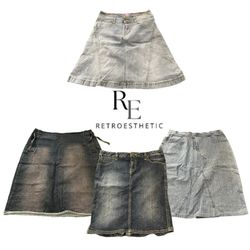 Y2K Paris Hilton Era Girl Denim Midi Skirts RE-371..