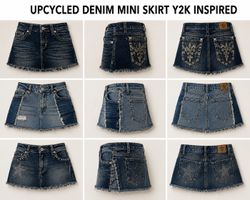 Upcycled Denim Mini skirt y2k
