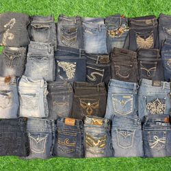Y2k womens Embroidered flared jeans