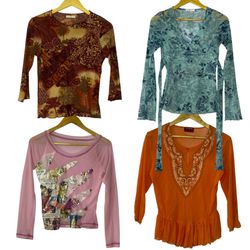 Vintage Y2K Printed Long Sleeve Tops Collection