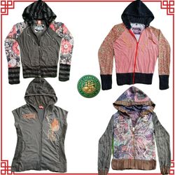 Vintage Y2K Ladies Lightweight Zip Up Hoodies Patt..