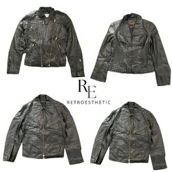 Y2K Unique Girl Leather Jacket Re-3823