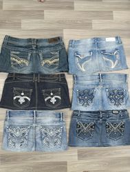 HD1566 Ladies Upcycled Y2K Embellished Denim Micro..