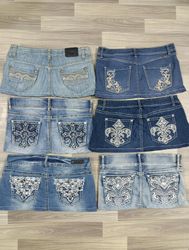 HD1567 Ladies Upcycled Y2K Embellished Denim Micro..